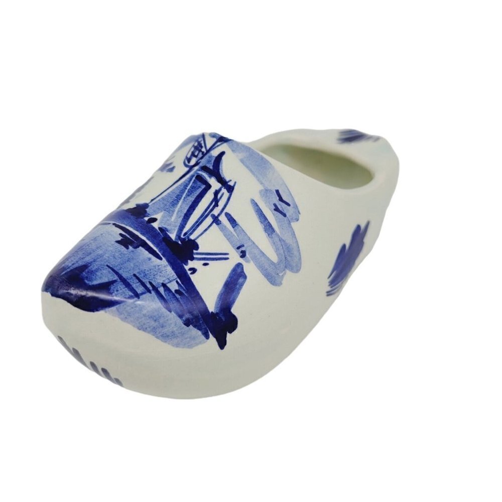 Vintage Delft Hand Painted Ceramic Clog Windmill Made In Holland Collectable